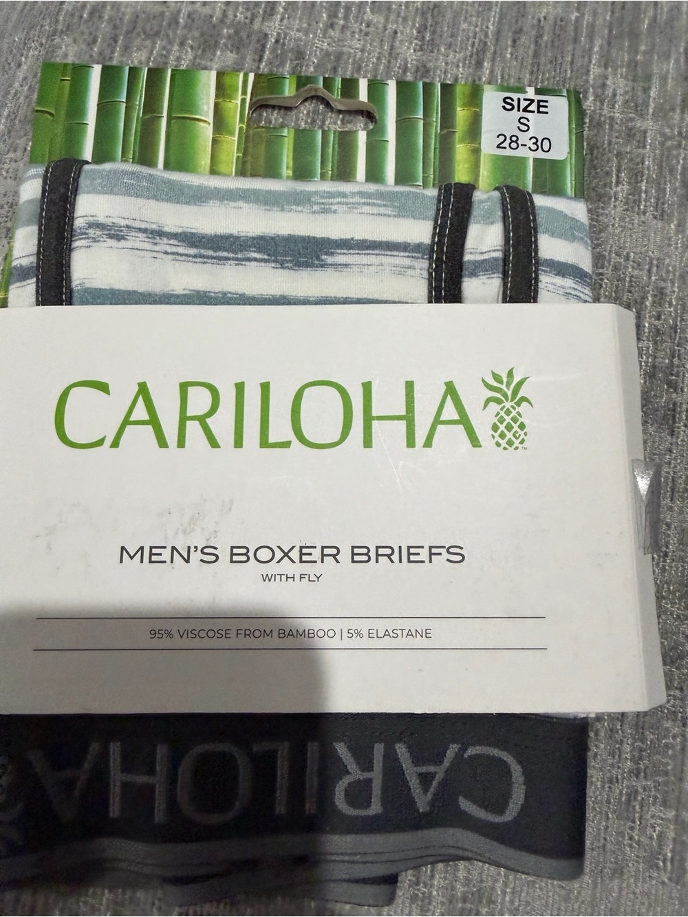 Cariloha Men’s Boxer Briefs – Blue & Gray Stripe, Size S